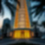 Architectural view of the ADCB Building highlighting its unique design