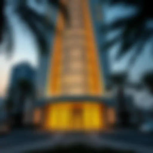 Architectural view of the ADCB Building highlighting its unique design