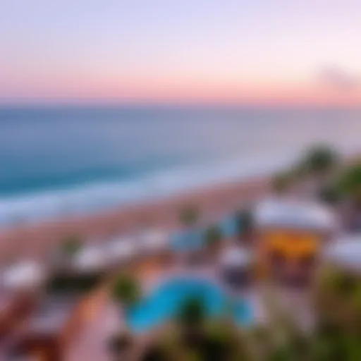 A panoramic view of La Mer Beach showcasing its pristine shoreline and luxury amenities