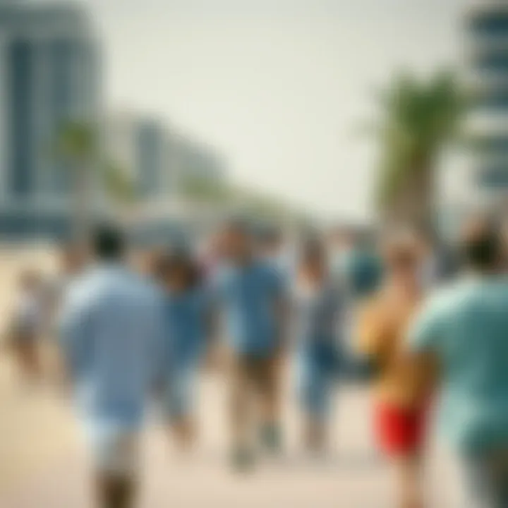 Community Engagement at La Mer Beach A bustling scene of tourists and residents enjoying La Mer Beach, reflecting its socio-economic impact