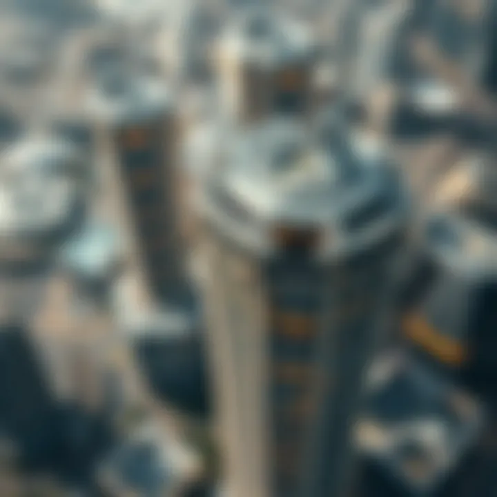 Aerial view of Bloom Tower showcasing its unique architectural design