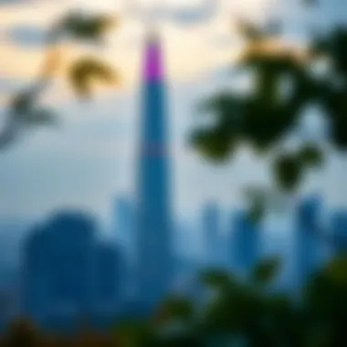 Surrounding environment of Bloom Tower with city skyline in the background