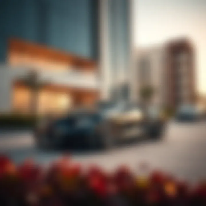 Bugatti sports car parked in front of a modern building