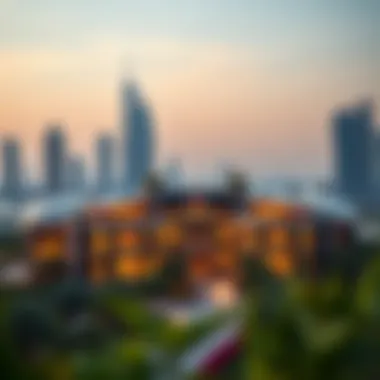 Aerial view of the Bugatti Residences set against the Dubai skyline