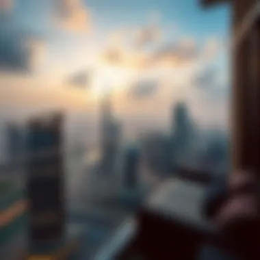 Panoramic view of the city skyline from the balcony of Tower 5