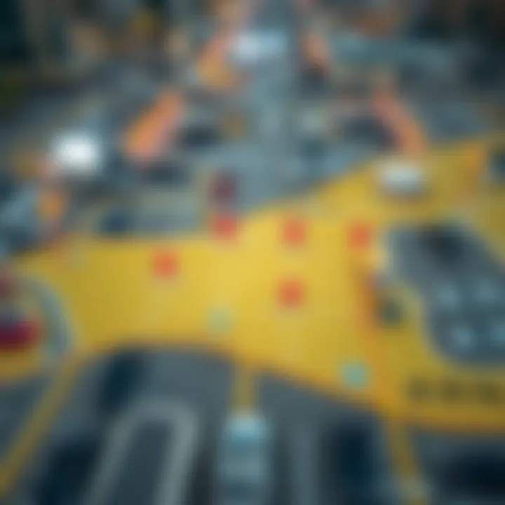A map highlighting strategic parking locations across Dubai