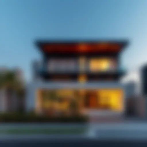 Modern home in Dubai with skyline
