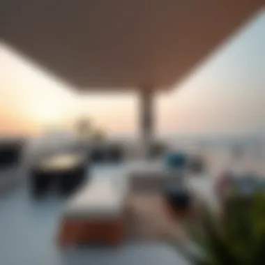 Tranquil rooftop terrace of a penthouse in Dubai