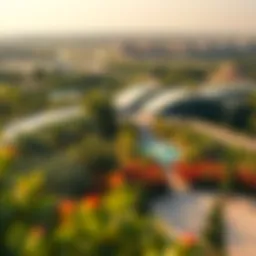 A panoramic view of Dubai Hill Park showcasing its lush greenery and urban landscape.