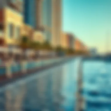 Waterfront Promenade in Dubai Marina Vibrant waterfront promenade filled with restaurants and cafes