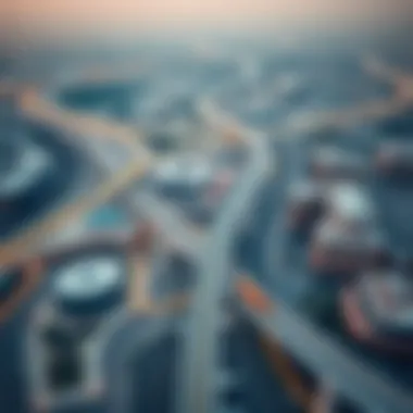 Aerial view of the Dubai Metro network with surrounding urban development.