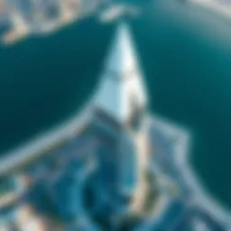 Aerial view of Dubai World Trade Center showcasing its striking architecture