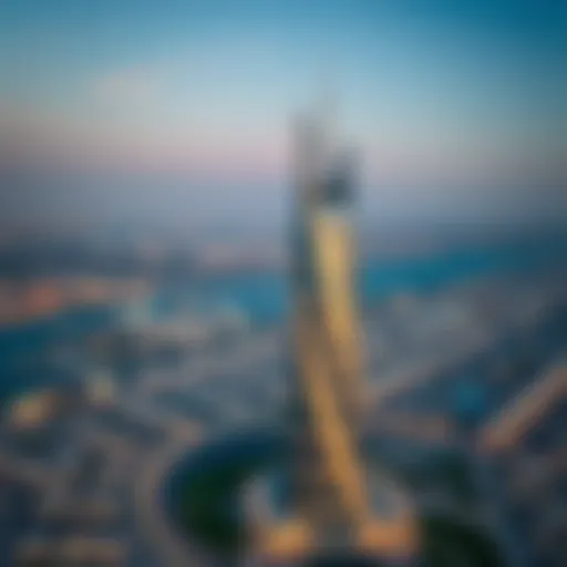 Aerial View of Al Batha Tower Aerial view of Al Batha Tower showcasing its unique architectural design against the Sharjah skyline.