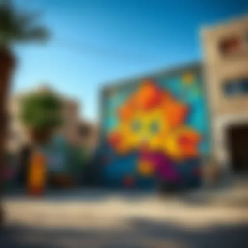 Vibrant Street Art in Al Quoz Camp A vibrant street art mural in Al Quoz Camp