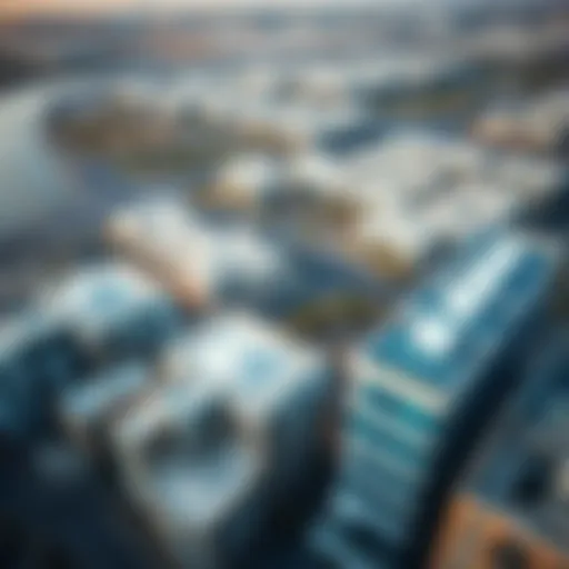 Aerial view of Al Zarrah showcasing its modern architecture.