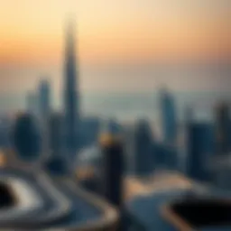 Stunning view of Avalon Tower against Dubai skyline