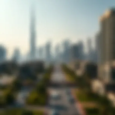 Dubai Skyline with Azizi Developments A stunning skyline view of Dubai featuring Azizi Developments properties.