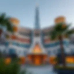 Stunning exterior view of Burj Daman showcasing its unique architectural design