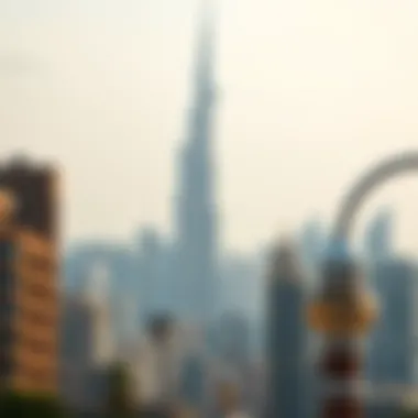 Burj Daman in Dubai Skyline Skyline perspective featuring Burj Daman amidst Dubai's urban landscape