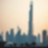 Iconic Emaar skyscraper standing tall against the Dubai skyline