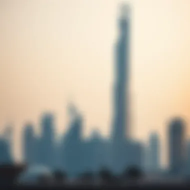 Iconic Emaar skyscraper standing tall against the Dubai skyline