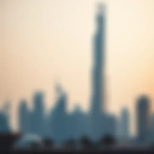 Iconic Emaar skyscraper standing tall against the Dubai skyline