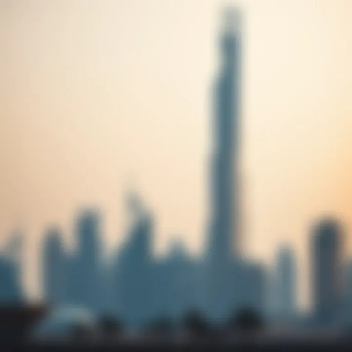 Iconic Emaar skyscraper standing tall against the Dubai skyline