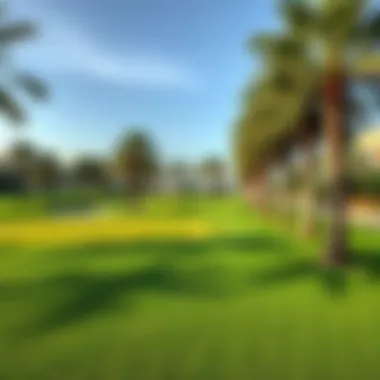 Beautifully landscaped fairway with palm trees