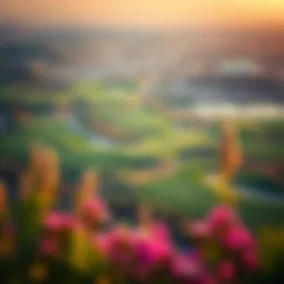 Aerial view of a luxurious golf course in Dubai