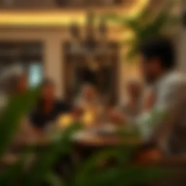 A group of friends enjoying Iftar in a stylish property setting