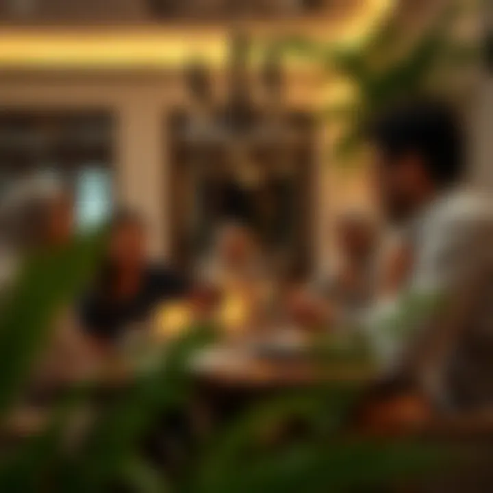 A group of friends enjoying Iftar in a stylish property setting
