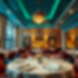 Gleaming interior of an Indian fine dining restaurant showcasing elegant decor