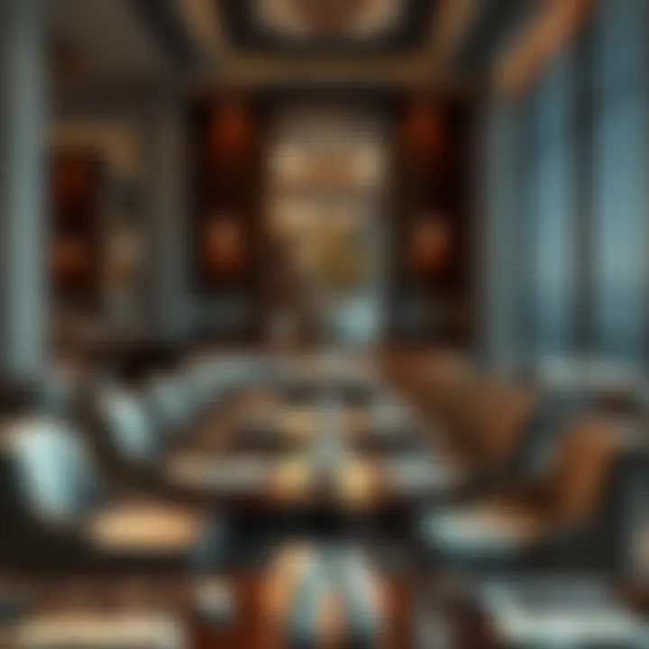 Luxurious seating arrangement in a sophisticated Indian restaurant