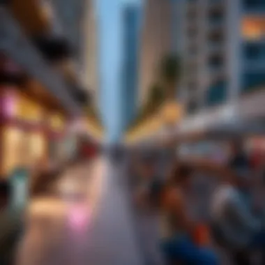 Vibrant Lifestyle at Jumeirah Beach Residence Vibrant lifestyle scene at JBR with cafes, shops, and beachfront activities