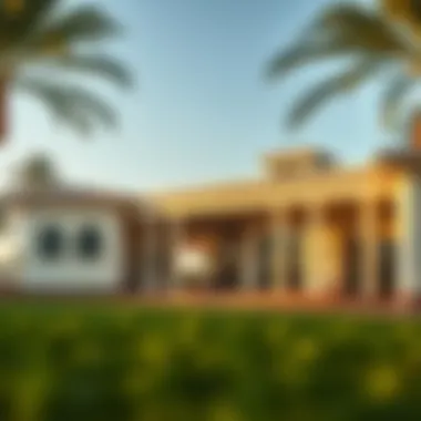 Elegant clubhouse showcasing the amenities at Jumeirah Golf Estates