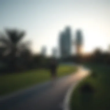 Joggers enjoying the scenic running path encircling the park