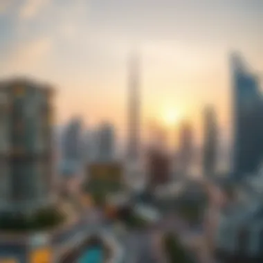 Dubai Skyline with La Rosa Breathtaking skyline view of Dubai featuring La Rosa in the foreground
