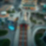 Aerial view of Mall of Emirates Metro station and surrounding area
