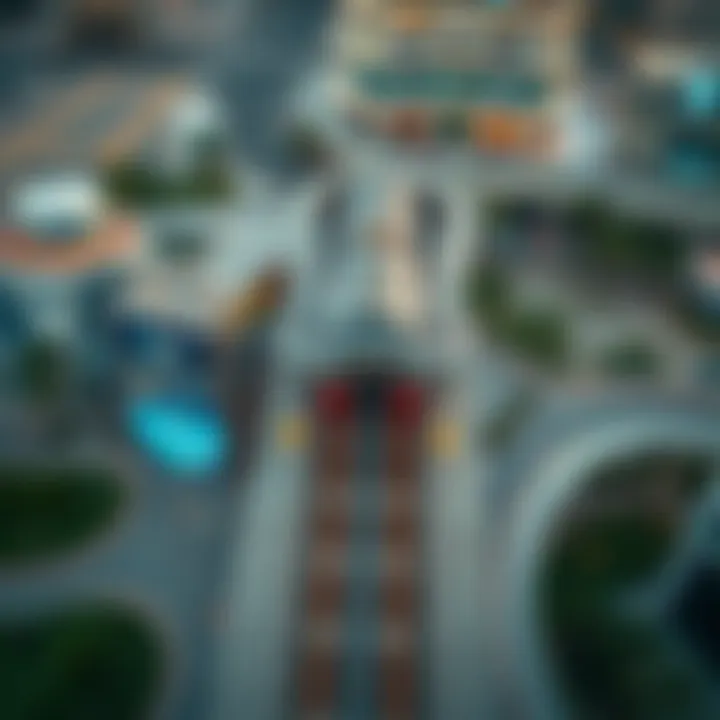 Aerial view of Mall of Emirates Metro station and surrounding area