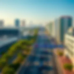 A panoramic view of Muroor Road showcasing its urban landscape