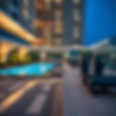 Amenities available in Al Khail Gate, including pool and gym