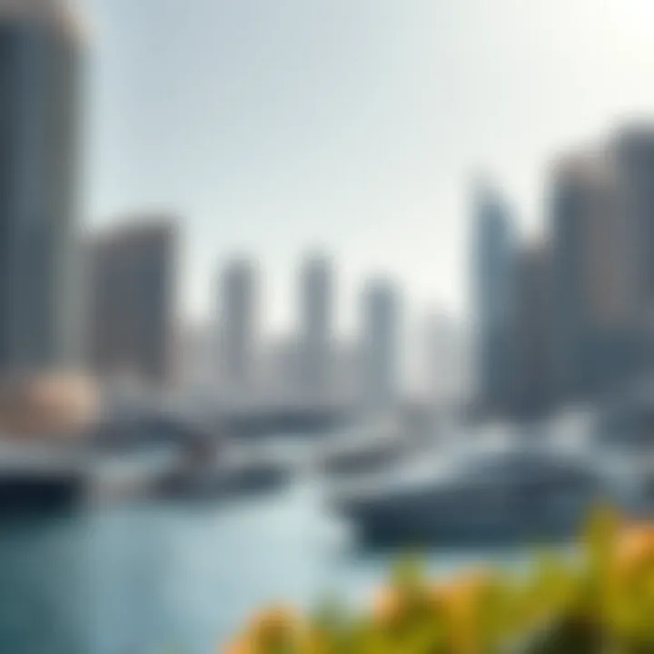Luxury Yachts at Dubai Marina Scenic view of Dubai Marina showcasing luxury yachts and high-rise buildings