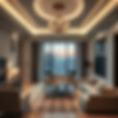 Elegant Living Space in Downtown Dubai Lavish interior of a high-end apartment in Downtown Dubai
