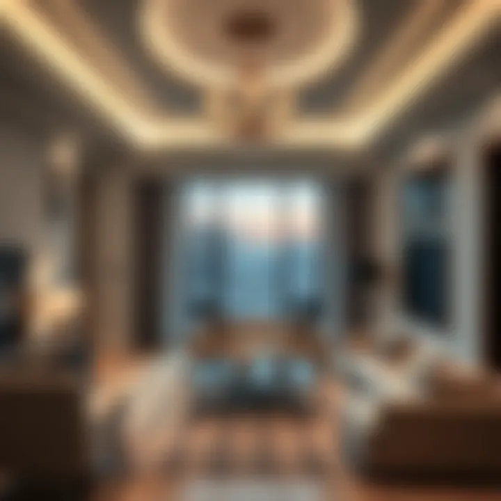 Elegant Living Space in Downtown Dubai Lavish interior of a high-end apartment in Downtown Dubai