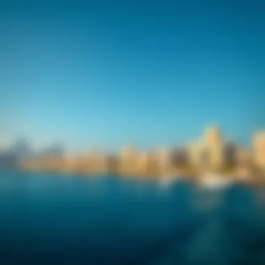 Skyline of Palm Jumeirah Breathtaking skyline of the Palm Jumeirah with luxurious villas
