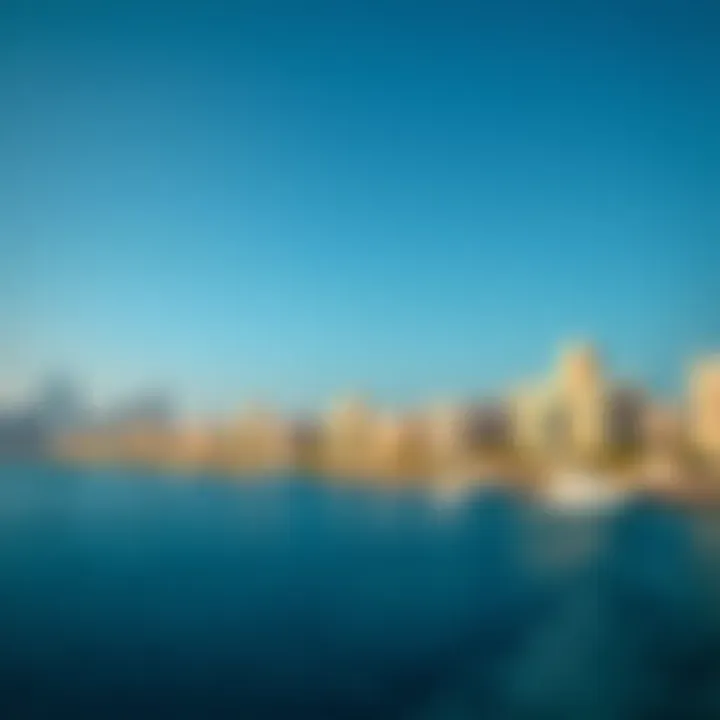 Skyline of Palm Jumeirah Breathtaking skyline of the Palm Jumeirah with luxurious villas