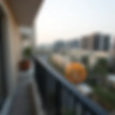 View from a balcony of a rental apartment overlooking the community