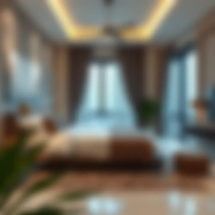 Spacious bedroom in a rental apartment featuring modern decor