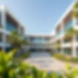 Modern Educational Architecture in Dubai A panoramic view of a modern school in Dubai
