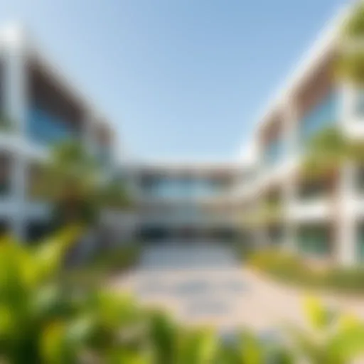 Modern Educational Architecture in Dubai A panoramic view of a modern school in Dubai